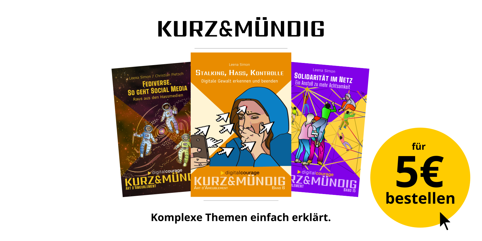 Werbebanner für die Büchleinreihe „kurz&mündig“