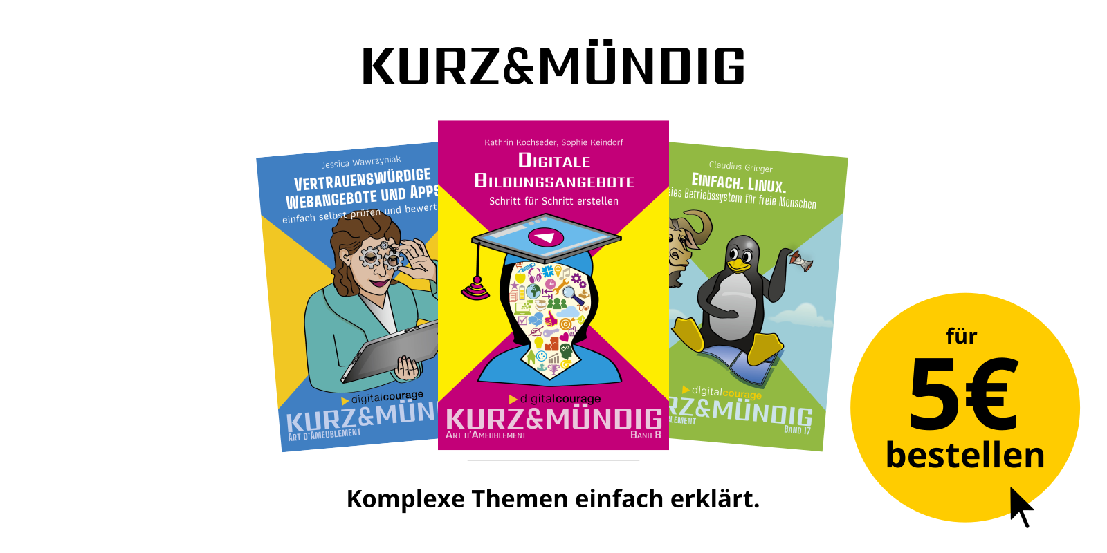 Werbebanner für die Büchleinreihe „kurz&mündig“