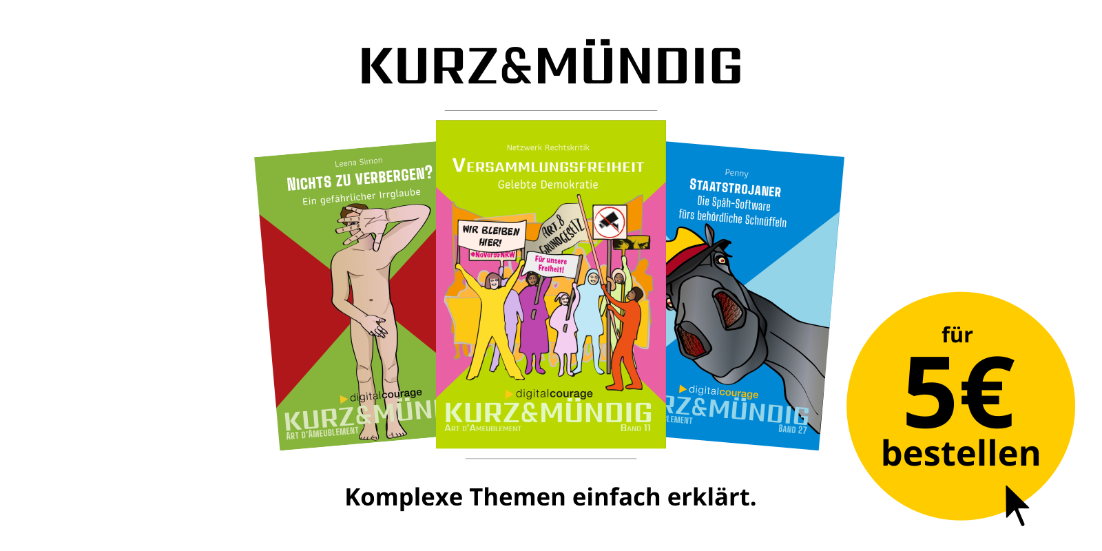 Werbebanner für die Büchleinreihe „kurz&mündig“