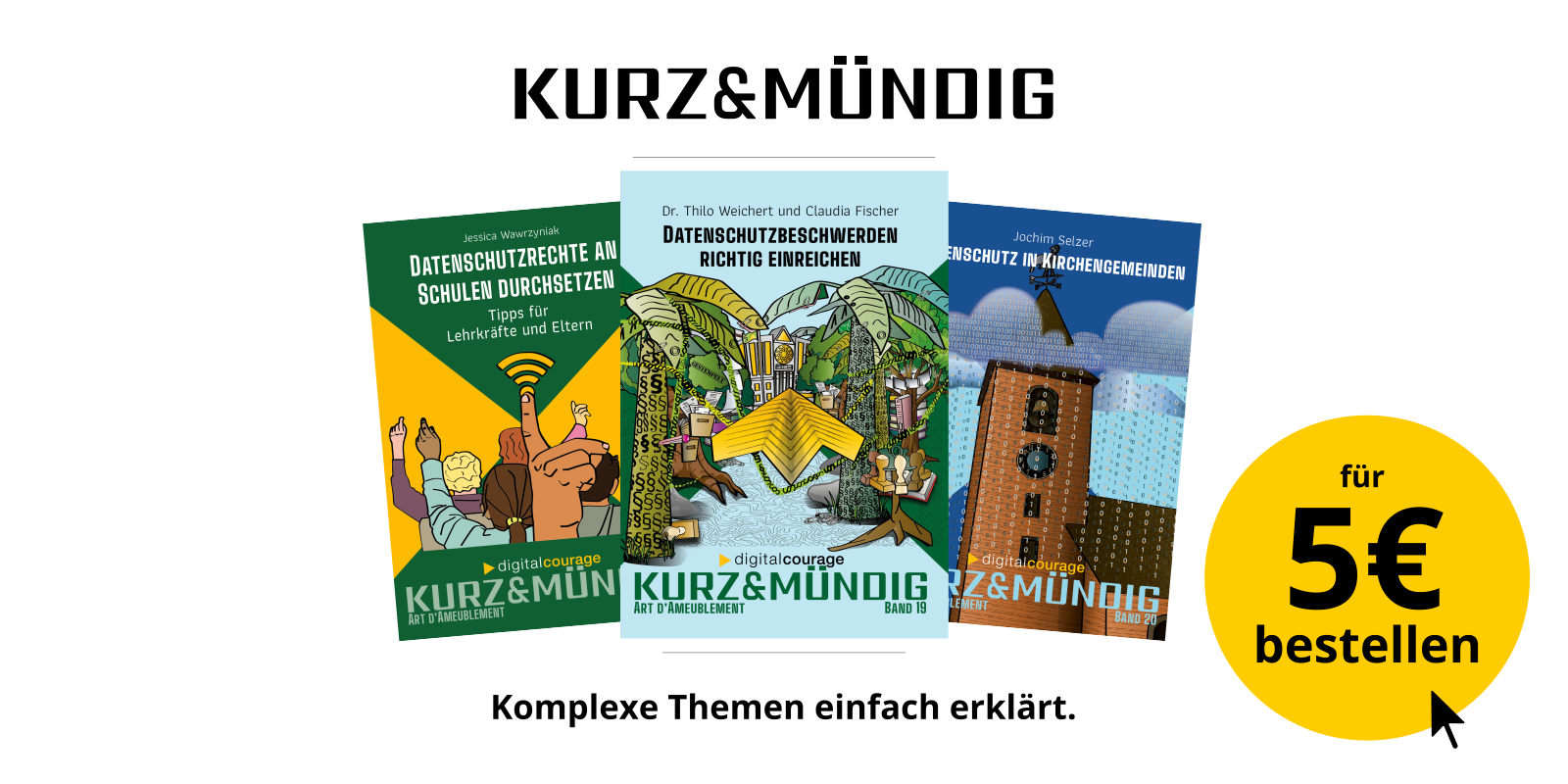 Werbebanner für die Büchleinreihe „kurz&mündig“