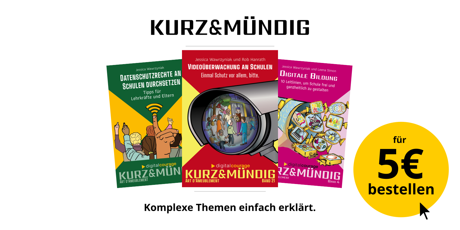 Werbebanner für die Büchleinreihe „kurz&mündig“