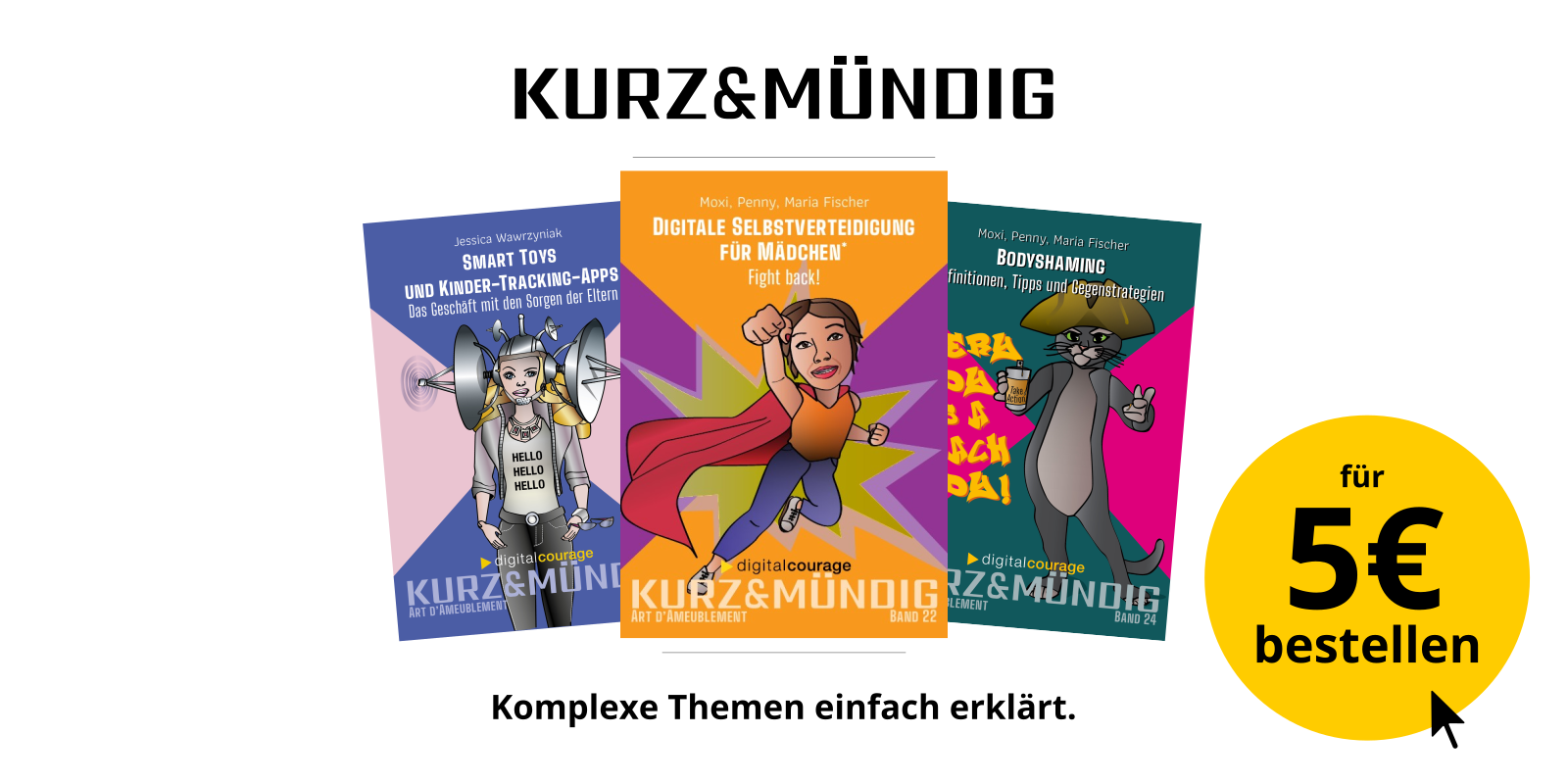 Werbebanner für die Büchleinreihe „kurz&mündig“
