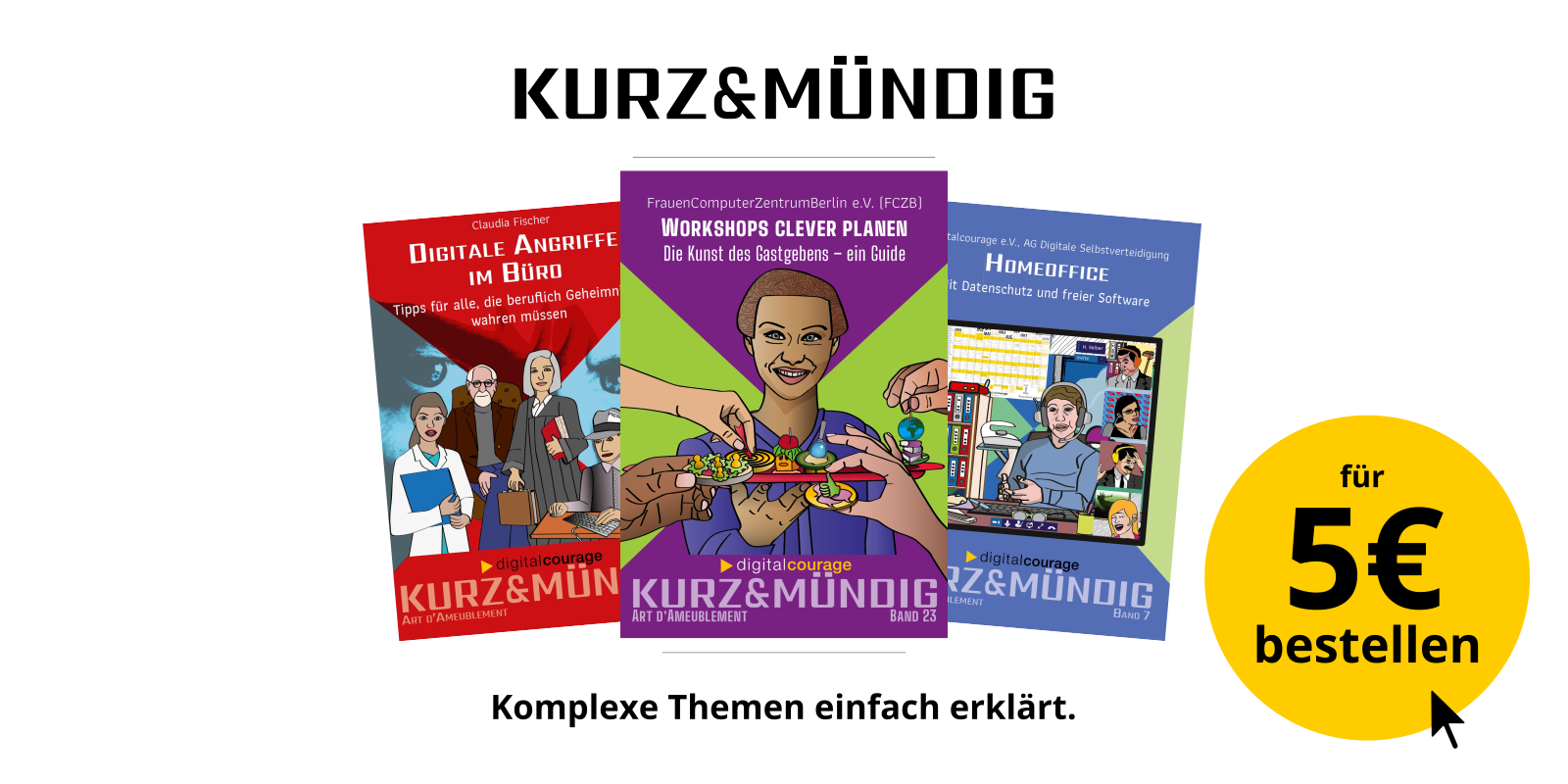 Werbebanner für die Büchleinreihe „kurz&mündig“