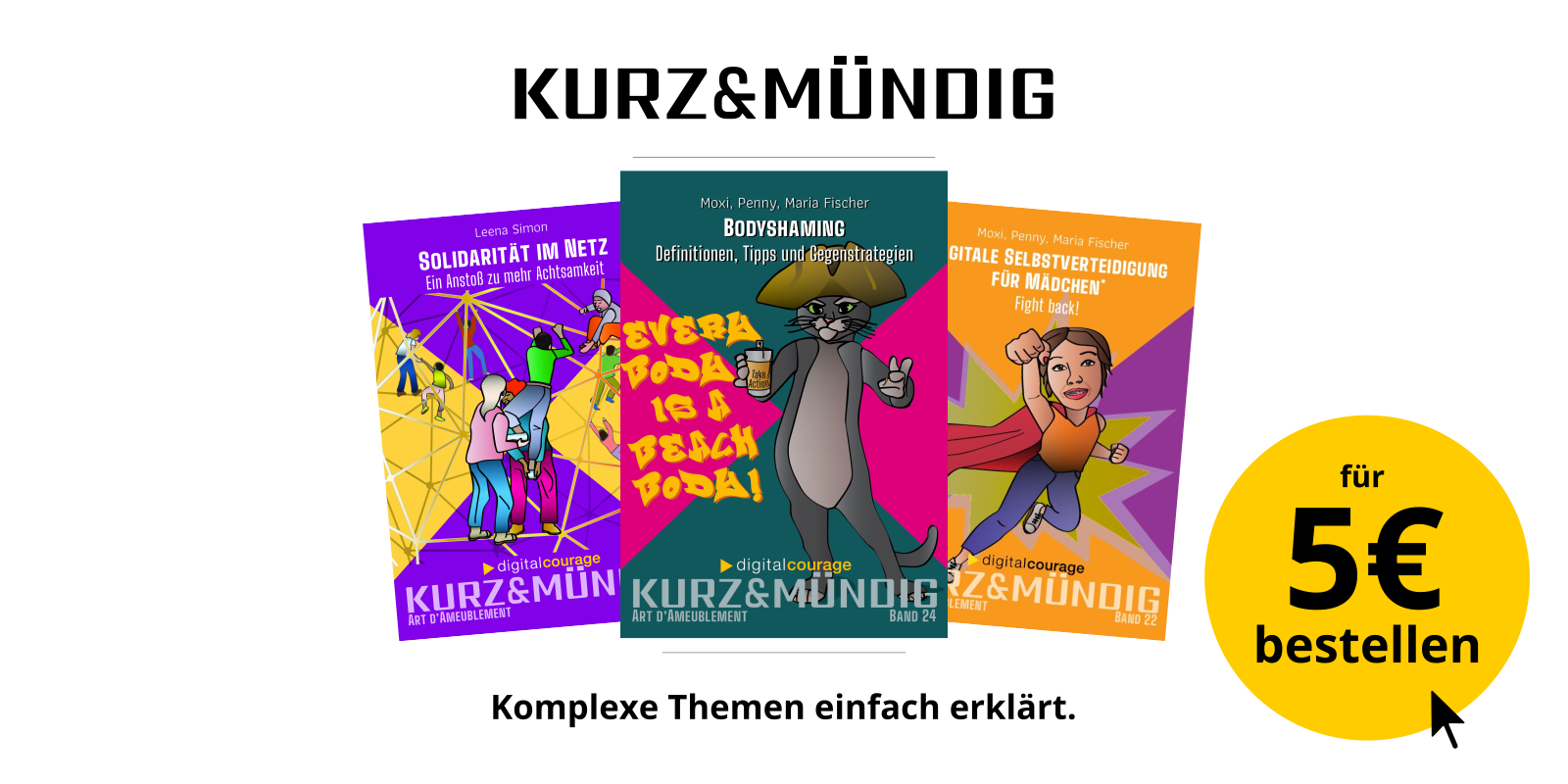 Werbebanner für die Büchleinreihe „kurz&mündig“