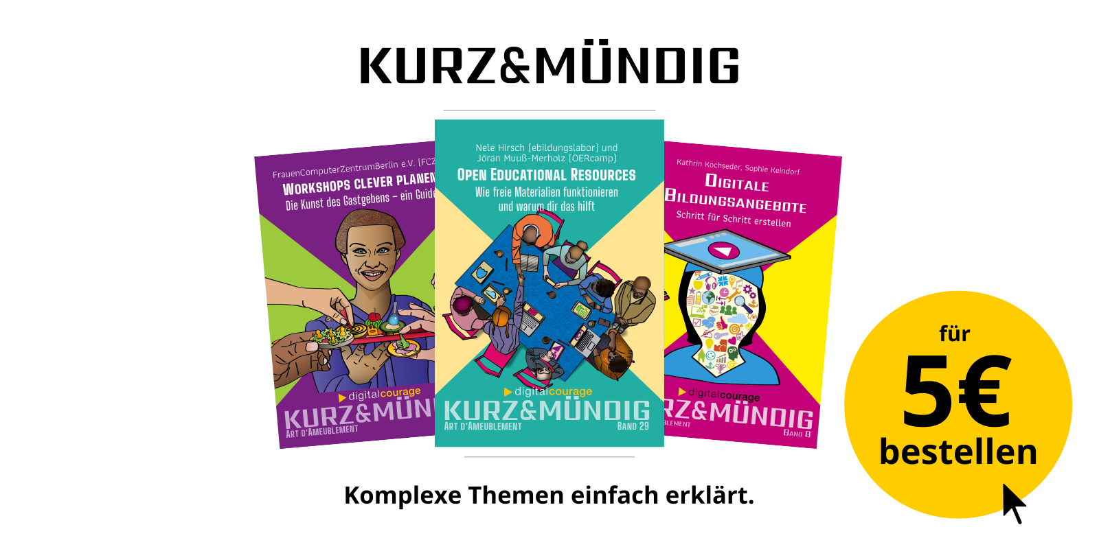 Werbebanner für die Büchleinreihe „kurz&mündig“