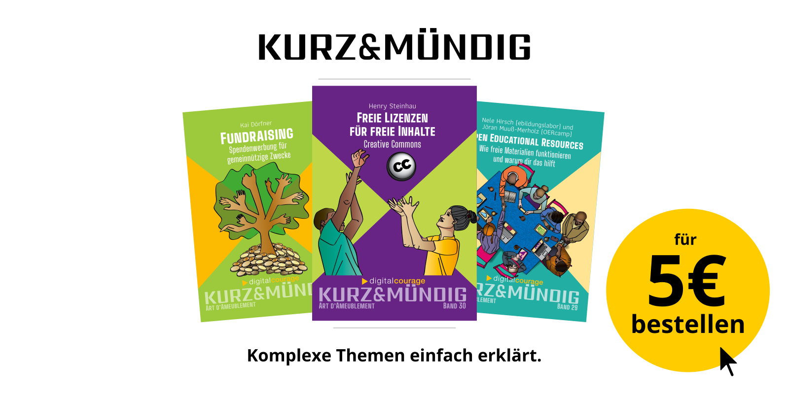 Werbebanner für die Büchleinreihe „kurz&mündig“