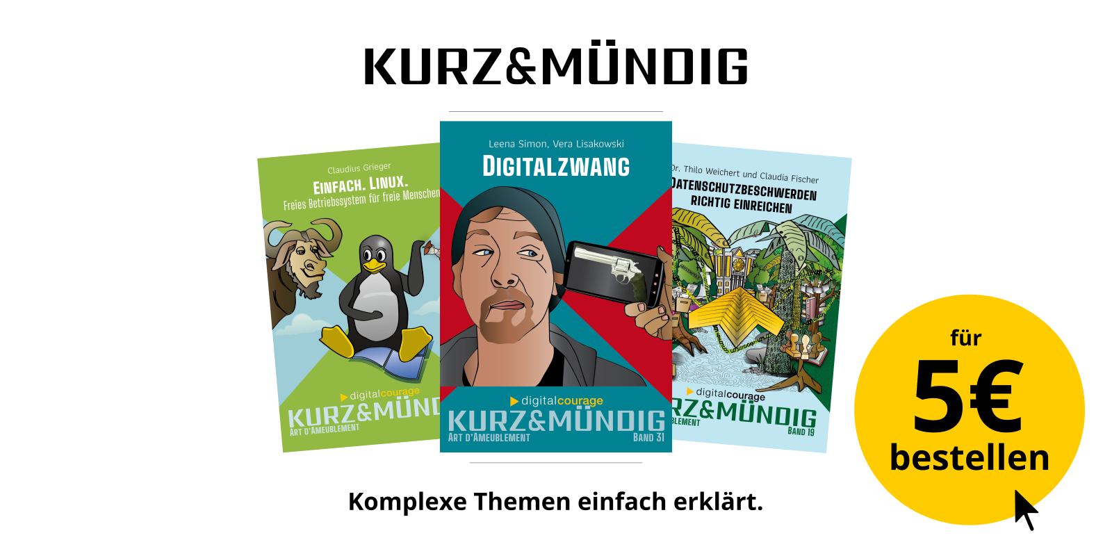 Werbebanner für die Büchleinreihe „kurz&mündig“