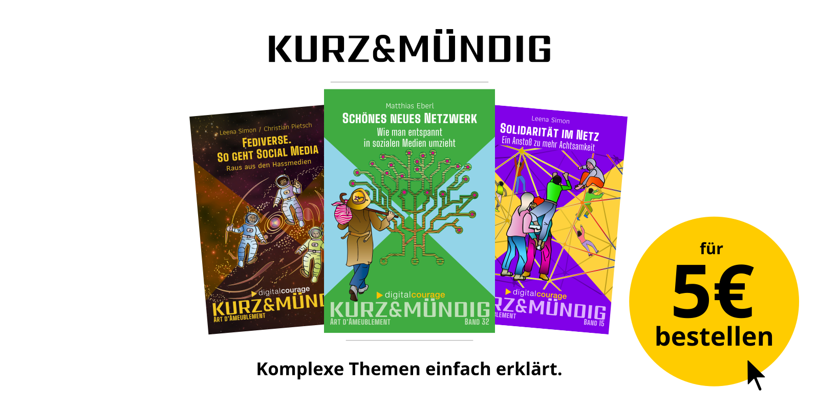 Werbebanner für die Büchleinreihe „kurz&mündig“