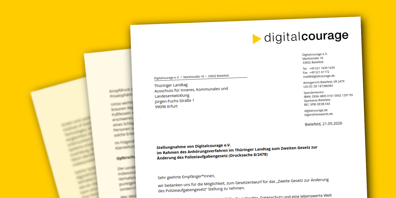 Stellungnahme zu KI-Überwachung in Thüringen