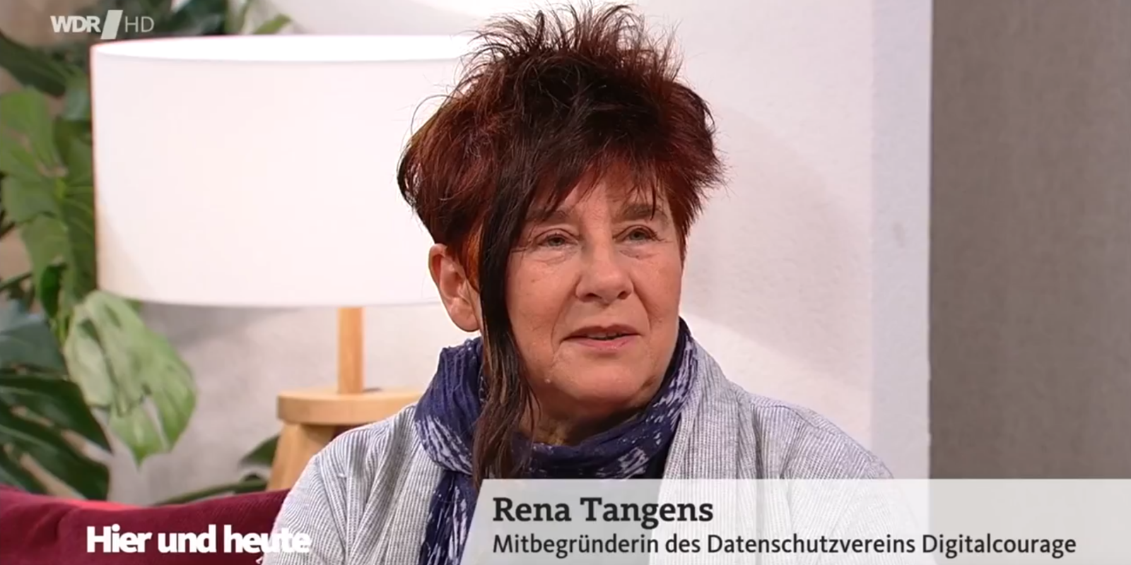 Bildausschnitt von Rena Tangens als Studiogast bei „Hier und heute“