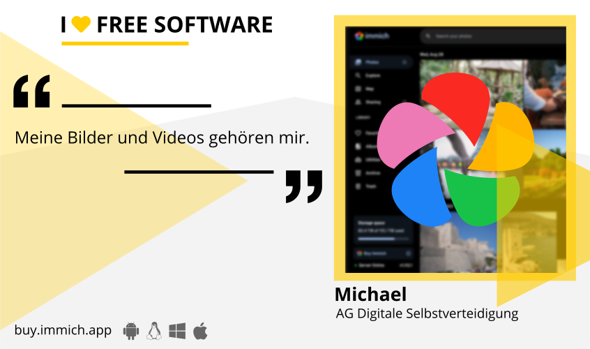 Infokachel für immich.app.