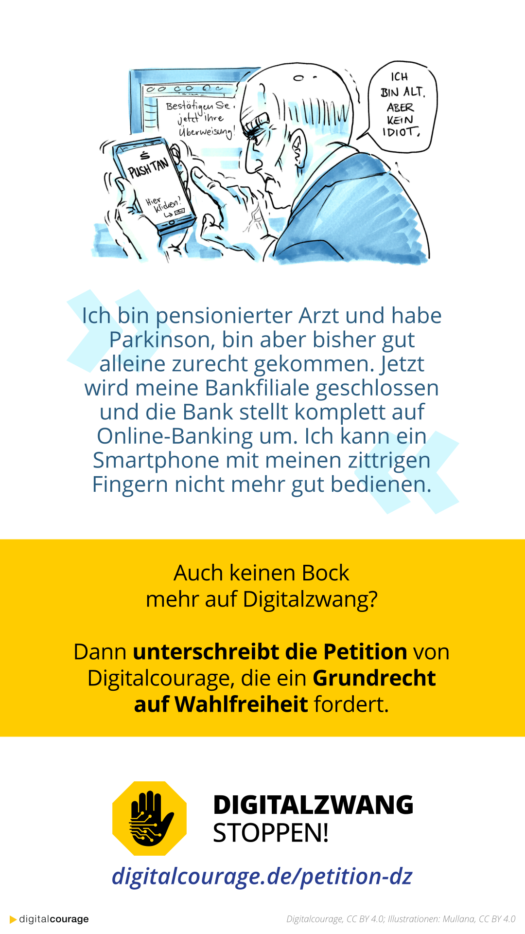 Digitalzwang-Beispiel „Abbau von Bankautomaten“.
