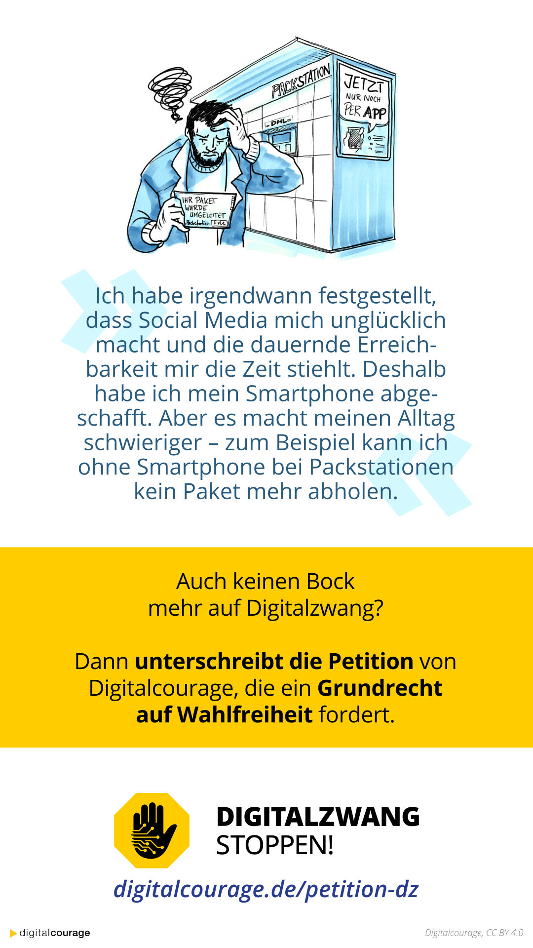 Digitalzwang-Beispiel mit App-gesteuerten Packstationen.