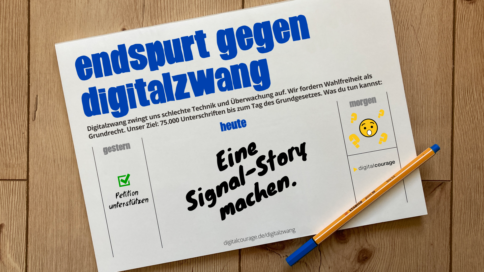 Kalender mit der To Do: „Eine Signal-Story machen“