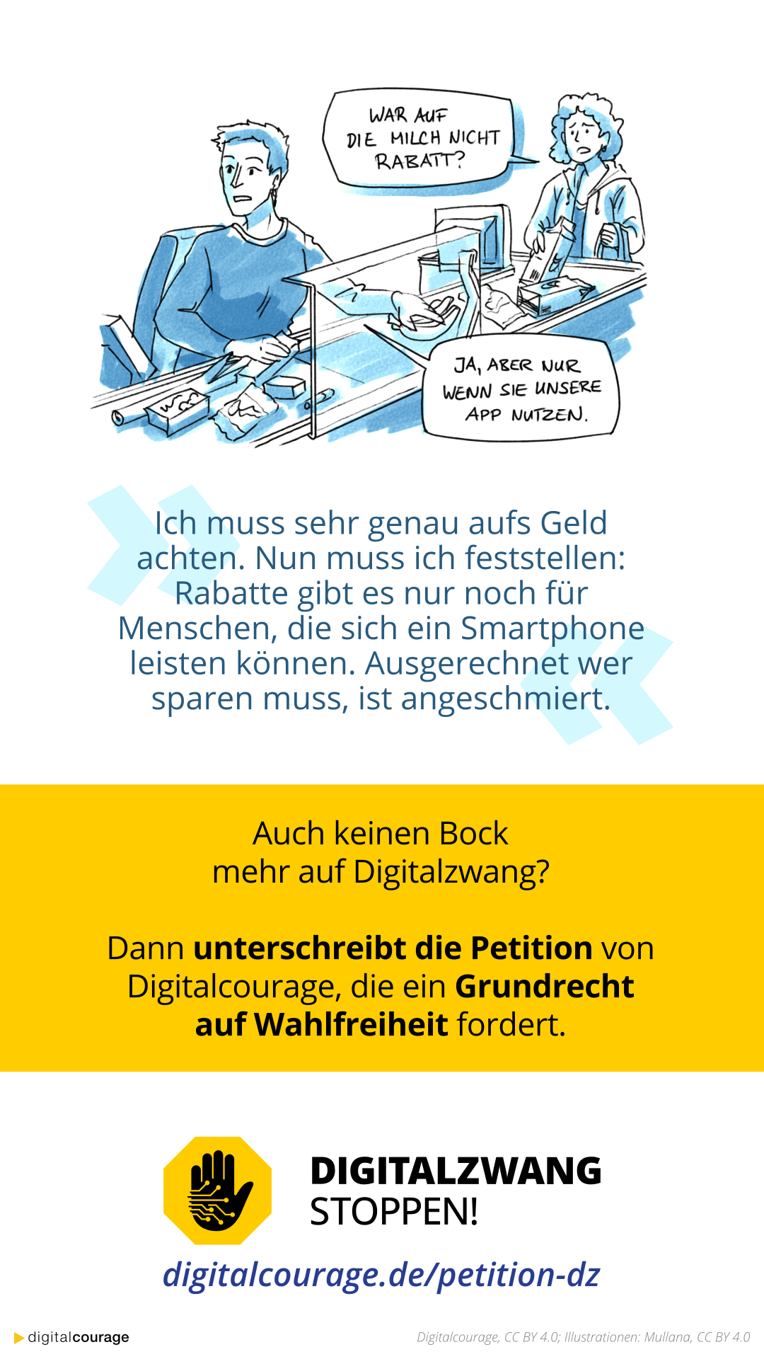 Digitalzwang-Beispiel „Rabatte nur mit App“.