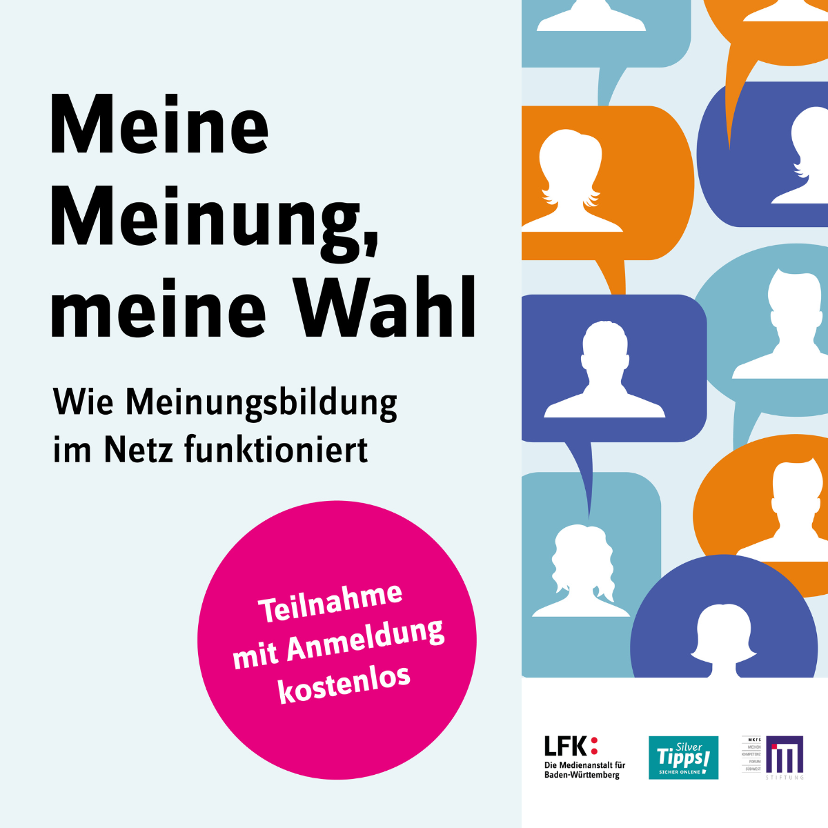 Werbebanner für die Veranstaltung „Meine Meinung, meine Wahl“.