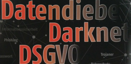 Ausschnitt aus dem Einladungsplakat: „Datendiebe, Darknet, DSGVO“.