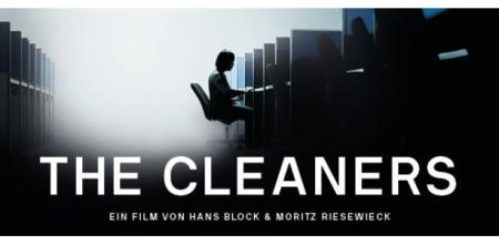 Kinoplakat The Cleaners (Silhouette einer Person, die in einem Großraumbüro sitzt).