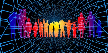 Silhouetten von Kindern und Erwachsenen