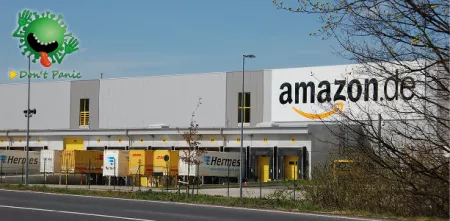 Außenansicht eines Amazon-Logostikzentrums.