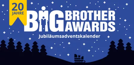Big Brother Awards Logo, weihnachtlicher Hintergrund, Jubiläums-Adventskalender