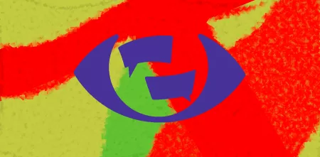 Das Logo von „ChatkontrolleSTOPPEN!“ in lila vor den Farben der Ampelkoalition: rot, grün und gelb.
