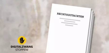 Symbolbild: Rechtsgutachten – Grafik eines Papierstapfels mit der Aufschrift „Rechtsgutachten“.