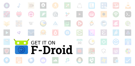 Grafik: Präsent das F-Droid-Logo, im Hintergrund ganz viele unterschiedliche F-Droid-Apps.