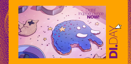 Sharepic zum „DI.DAY“ mit einer Illustration des Mastodon-Logos als Keks.