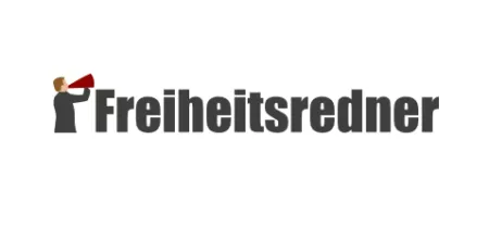 Freiheitsredner-Schriftzug, eine Person spricht in eine Flüstertüte.