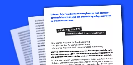 Screenshot vom Offenen Brief „Hände weg vom IFG! Retten Sie die Informationsfreiheit“