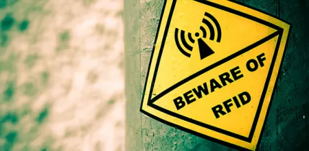 Aufkleber: "Beware of RFID"