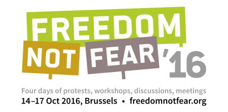 Banner von "Freedom not Fear".