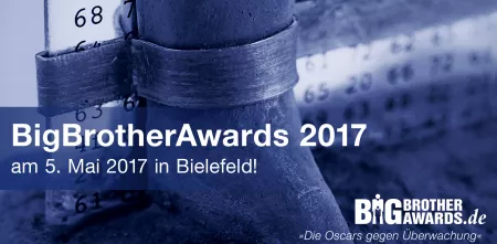 Flyer für die BBAs 2017 mit Informationen zu Veranstaltungsort und -datum. Im Hintergrund eine Detailaufnahme der BBA-Statue.