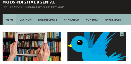 Screenshot der Startseite von #kids #digital #genial