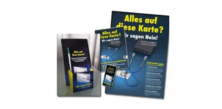 Aufsteller und Flyer zu „Alles auf diese Karte?“
