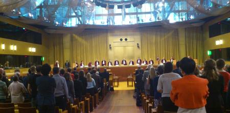 Saal des Europäischen Gerichtshofs von innen.
