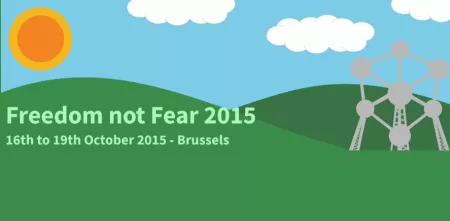 Werbegrafik für "Freedom not Fear" im Oktober 2015.