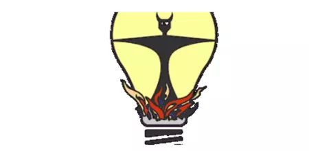 Grafik: Ein Teufel in einer Glühlampe.