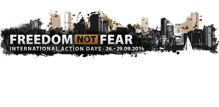 Banner zu den Freedom-not-Fear-Aktionstagen.
