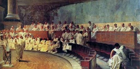 Gemälde von Cesare Maccari: Cicero Denounces Catiline.