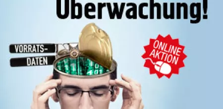 Banner von campact zur Vorratsdatenspeicherung.