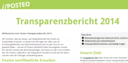 Screenshot von posteos Transparenzbericht 2014.