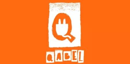 Das Logo von Qabel (weiß auf orangenem Grund).