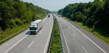Eine doppelspurige Autobahn.