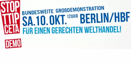 Werbebanner der "Stop TTIP/CETA-Demo".