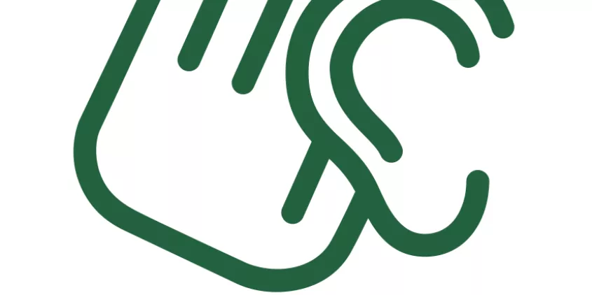 Logo des AK Vorrat. Symbol einer Hand hinter einem Ohr.