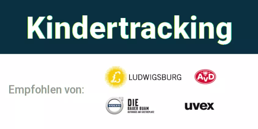 Grafik „Kindertracking“ mit diversen Logos.