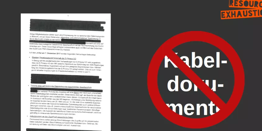 Eingescannter Breif. Rechts daneben durchgestrichen: „Kabeldokument“.