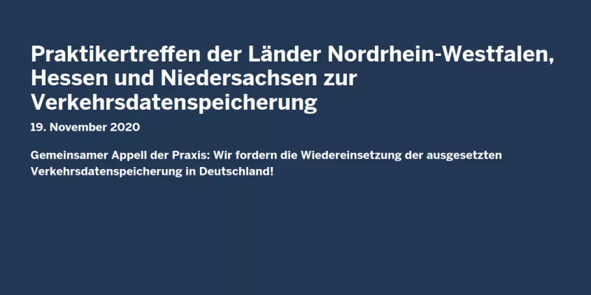 Screenshot: Praktikertreffen dreier Bundesländer zur Verkehrsdatenspeicherung.